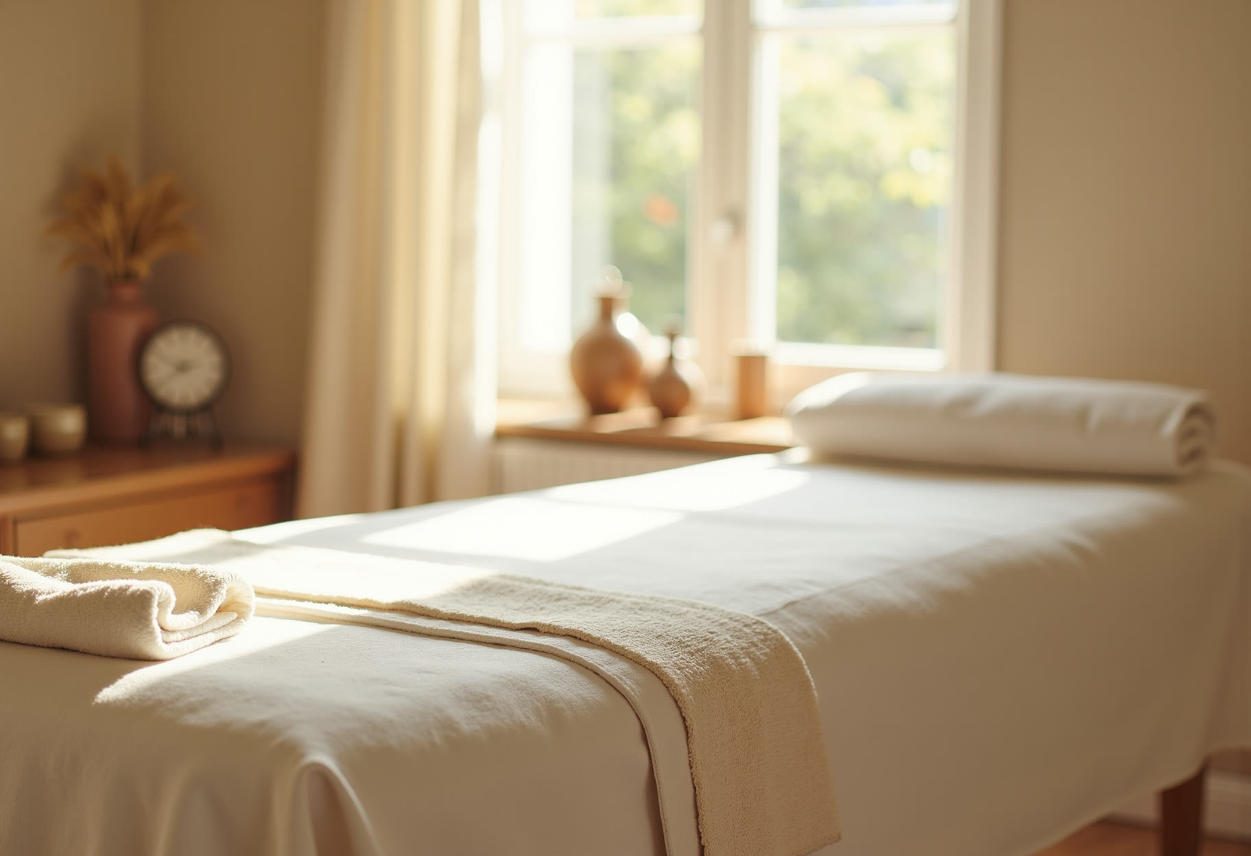 Treatment room set for a morning facial